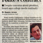 ACC trustees likely to extend Fonte's contract. Austin American-Statesman: January 22, 2001