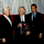 Alamo Community College Chancellor Robert Ramsay with 2002 Hall of Fame Inductee Hector Holguin and Henry Cisneros